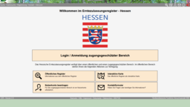 Startseite der Website des Erntezulassungsregister Hessen