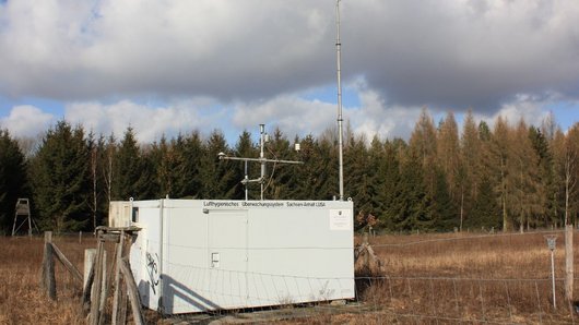 Luftmesscontainer auf der Level II-Fläche Klötze