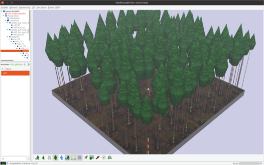 virtueller Waldbestand im Computerprogramm WaldPlaner